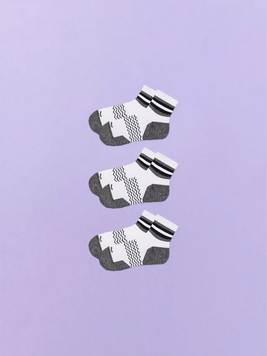 Essential Quarter Sock 3-Pack | White Stripe Pack