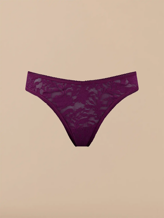All Over Lace V-Front Thong - New | Nightshade Floral