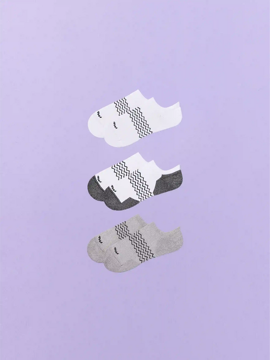 Essential Ankle Sock 3-Pack | White/Heather Grey/White Stripe Pack