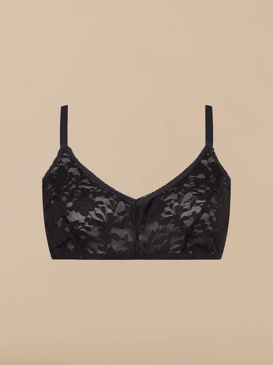 All Over Lace Demi Bralette - New | Black Floral