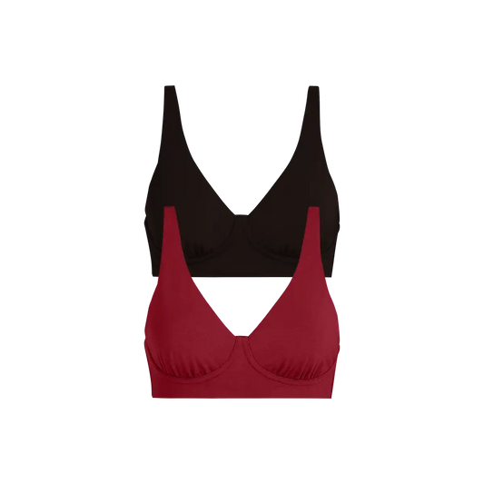 UltraModal™ FeelFree Longline Bralette 2-Pack | Black/Cabernet Pack