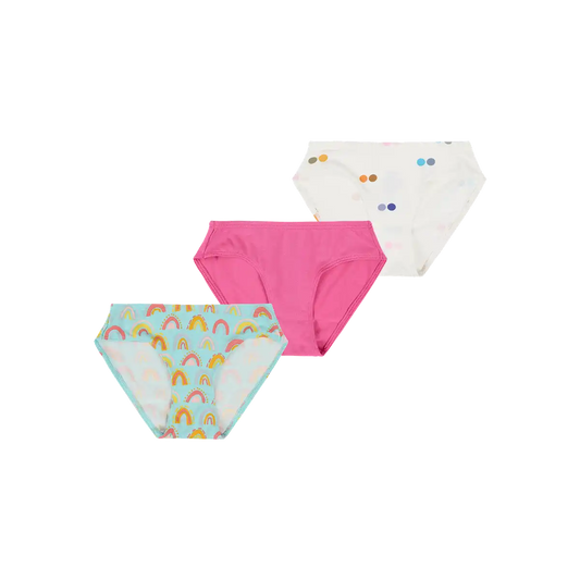 UltraModal™ FeelFree Girls Bikini Brief 3-Pack | Rainbow Dots Pack