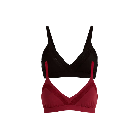 UltraModal™ Lace Triangle Bralette 2-Pack | Black/Cabernet Pack