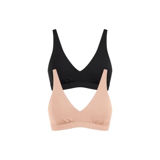 UltraModal™ FeelFree Plunge Bralette with Cups 2-Pack | Black/Sand Dune Pack