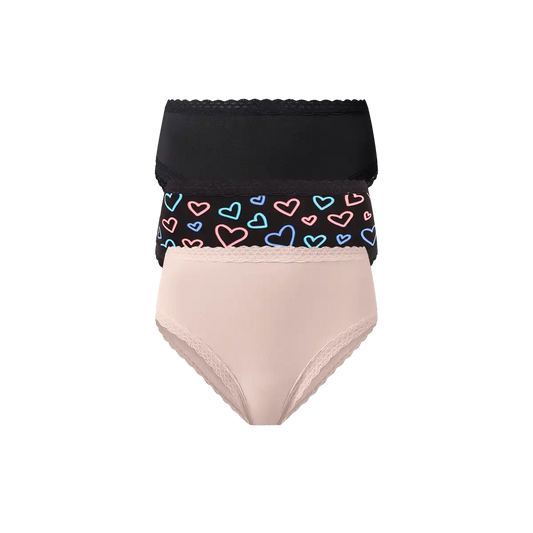 UltraModal™ Lace High Waisted Cheeky Bikini 3-Pack | Electric Hearts Pack