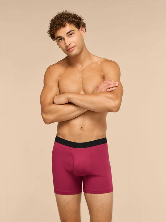 TrueCotton Ball Caddy™ Boxer Brief w/ Fly | Red Plum