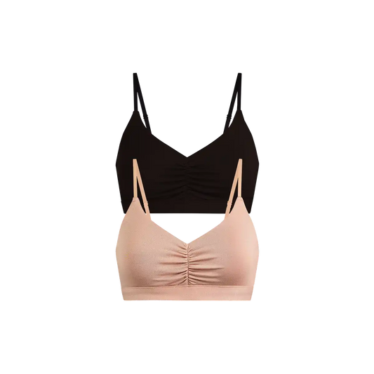 UltraModal™ FeelFree Ruched Bralette 2-Pack | Black/Sand Dune Pack