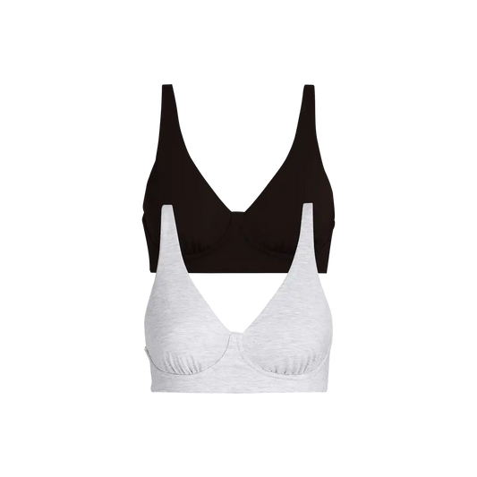 UltraModal™ FeelFree Longline Bralette 2-Pack | Black/Heather Grey Pack