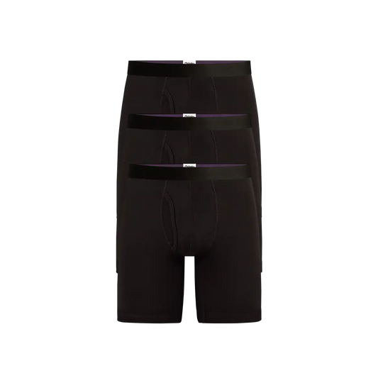 TrueCotton Long Boxer Brief w/ Fly 3-Pack | Black Pack
